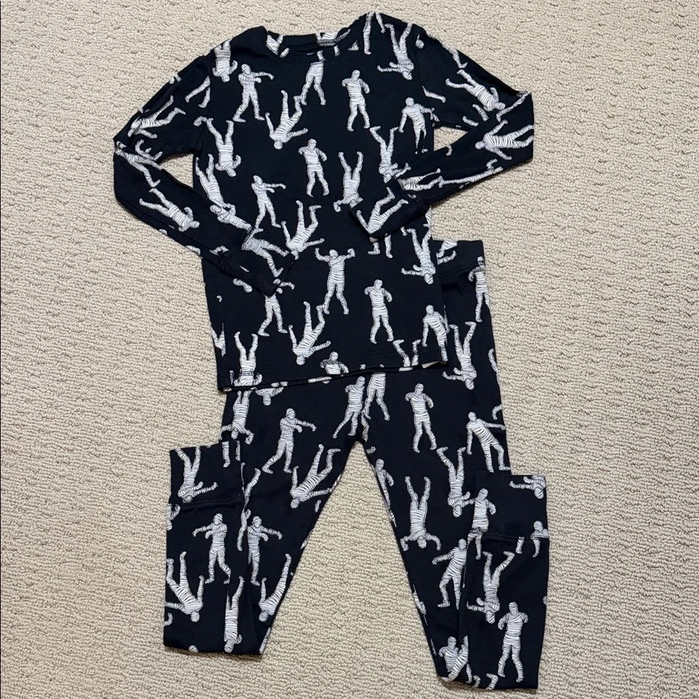 GAP Kids Black & White Mummy Halloween Pajama Set, Size 10 and Size 12.